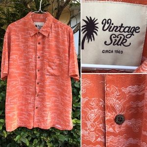Koi Print XL Hawaiian Shirt by Vintage Silk